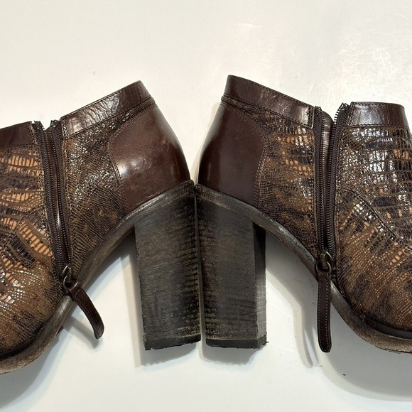 Ugg Collection Women Size 9 Giacinta Brown Ankle Boots Snake Skin Made In Italy - Picture 13 of 16